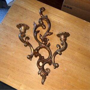 vintage gold Syroco double candle wall sconce